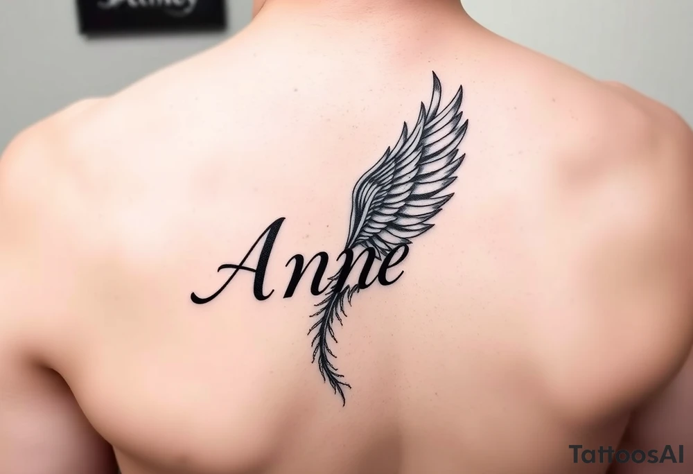 the name Anne in a phoenix feather tattoo idea