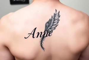 the name Anne in a phoenix feather tattoo idea