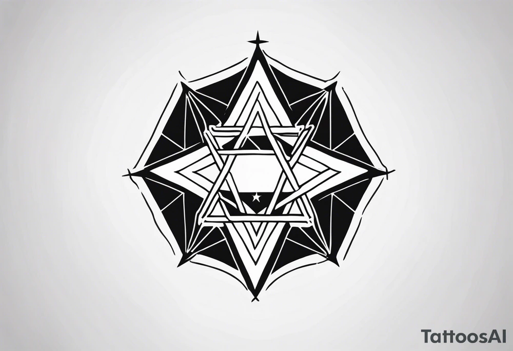 Band tool heptagram on elbow tattoo idea