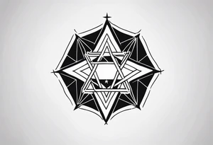 Band tool heptagram on elbow tattoo idea