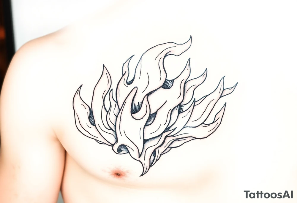 large powerfull multiple flames tattoo idea