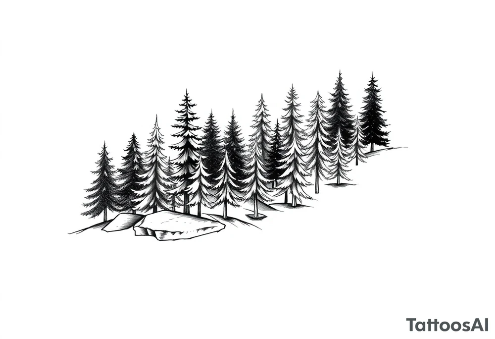 Coniferous forest tattoo sleeve black and gray tattoo idea