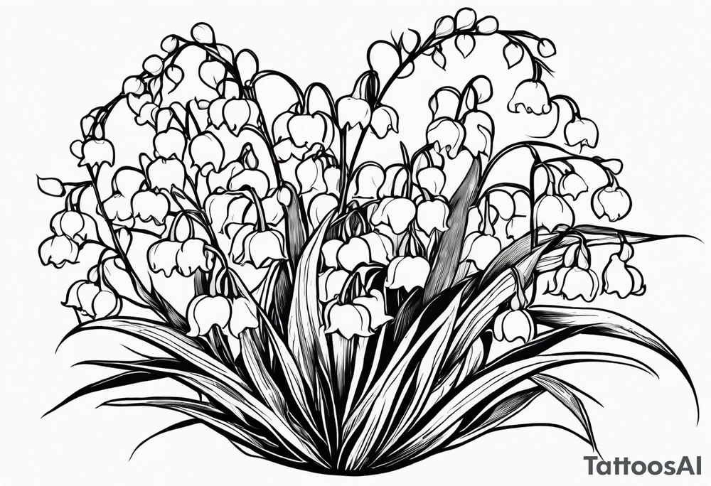lily of the valley with other flowers incorporated with new Mexico. Very gentle and clean, minimal shading tattoo idea