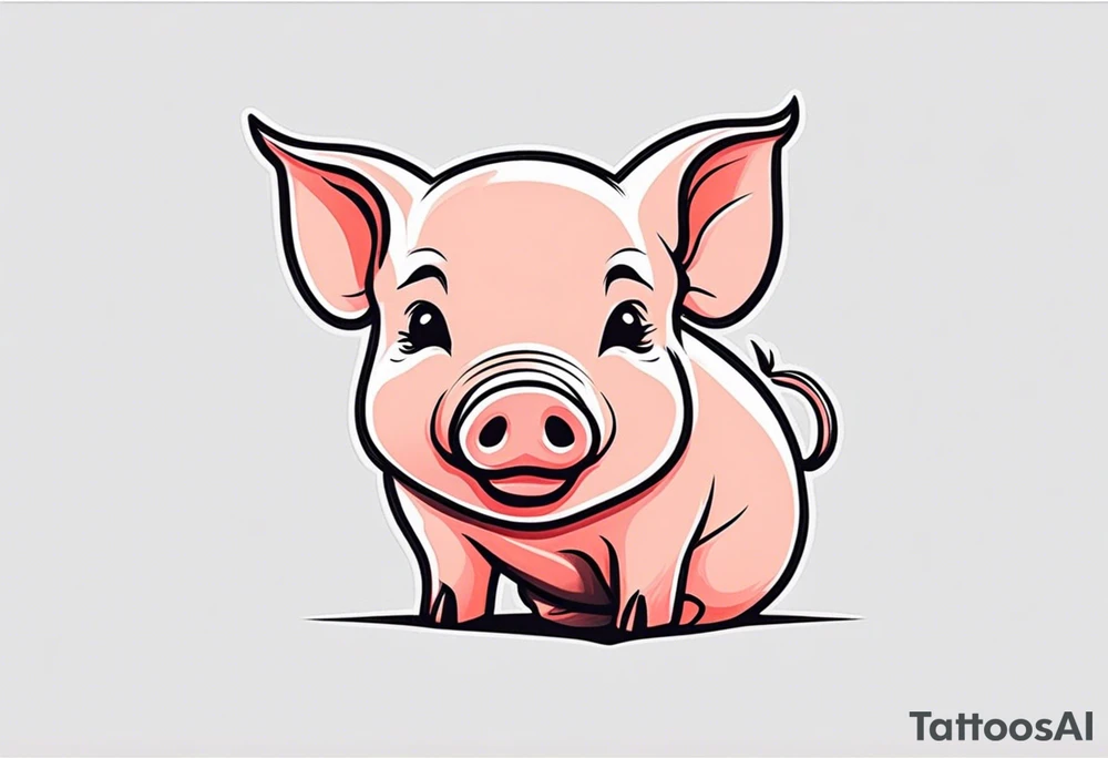cute pig or piglet.
with text: "friends not food"
very thin lines
cartoonish style tattoo idea