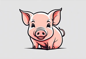 cute pig or piglet.
with text: "friends not food" 
very thin lines
cartoonish style tattoo idea