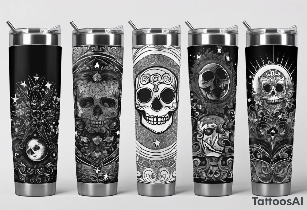 20 oz tumbler banner design, candy, minimalist, spellbound, voodoo, moon, stars, Halloween tattoo idea