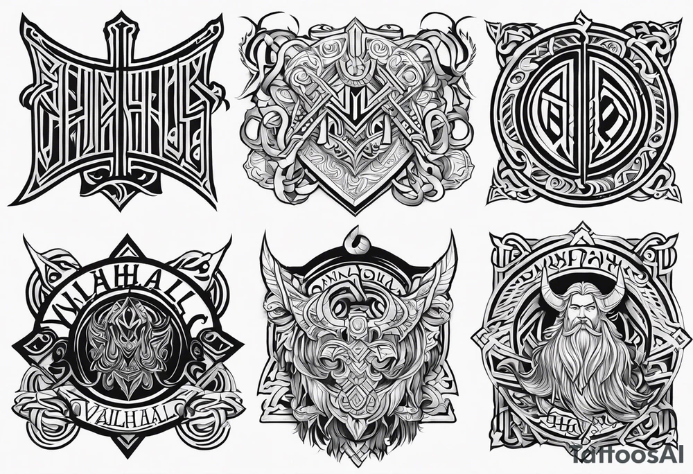 Valhalla viking gods tattoo idea