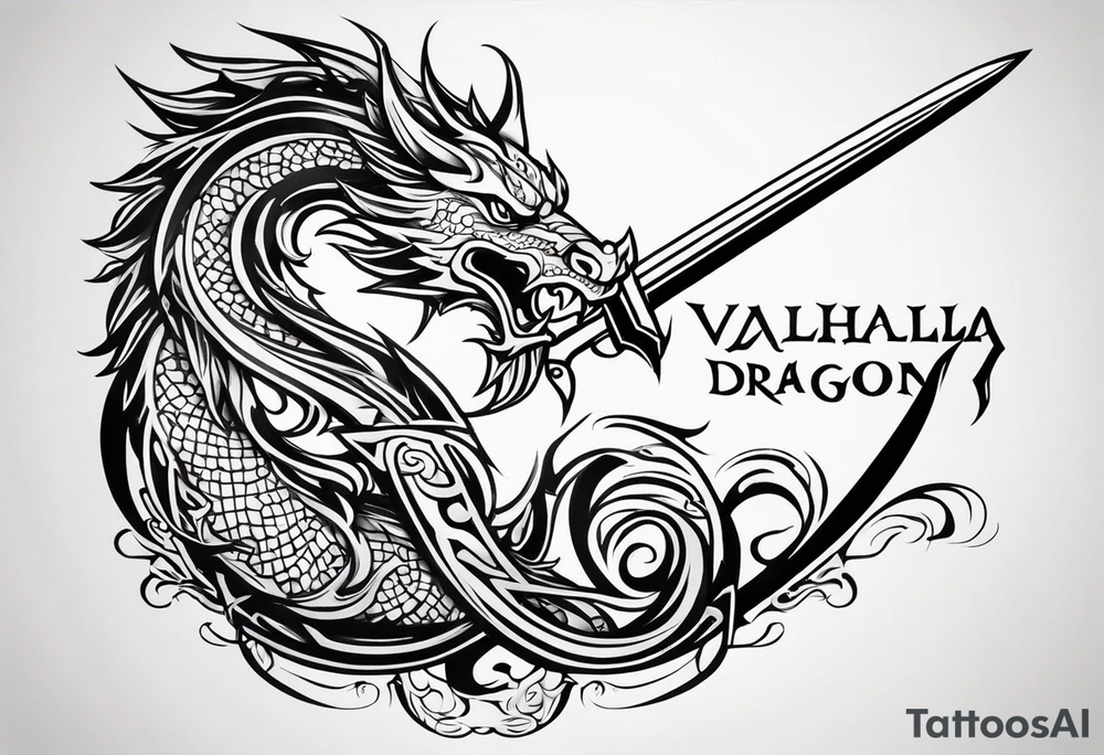 Valhalla  dragon sword symbol tattoo idea