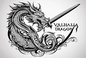 Valhalla  dragon sword symbol tattoo idea