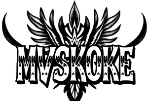 The word “MVSKOKE” shaded with Native American print tattoo idea