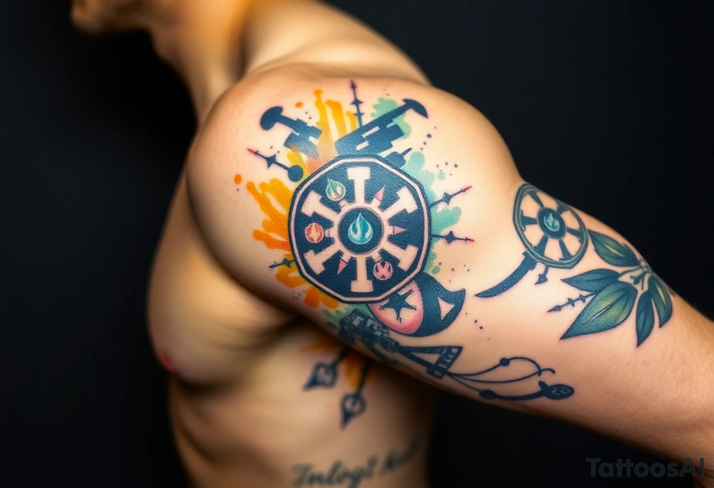 starwars symbols inside honey combs tattoo idea