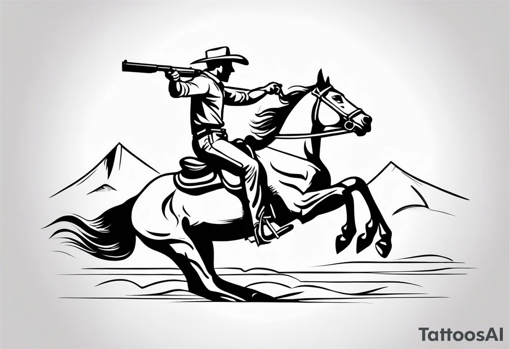 Cowboy riding off on a horse with shotgun tattoo idea