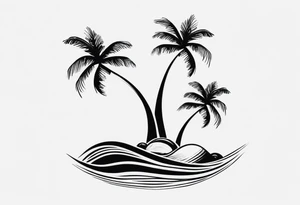 Inner arm , in one straight line .. a small Palm tree , shell , wave & heart tattoo idea