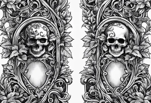 Leafy vines with tombstone tattoo idea