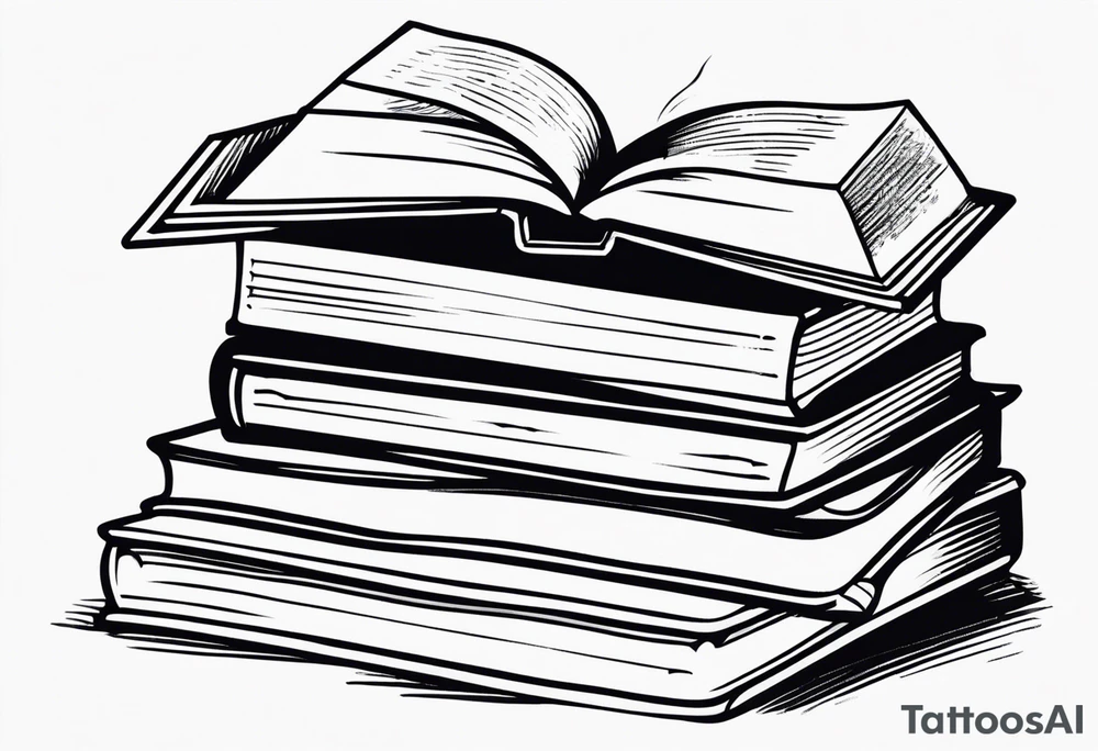 pile of open books no background tattoo idea