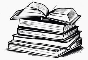 pile of open books no background tattoo idea