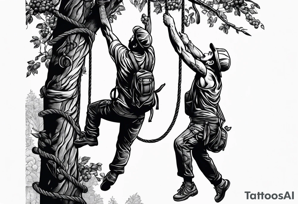 climbers hanging on ropes tattoo idea