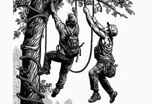 climbers hanging on ropes tattoo idea
