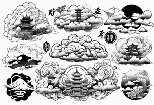 Japanese cloud with gojo anime tattoo idea