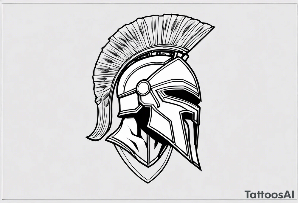 rectangular landscape format ultra-fine line linework vector of a spartan from the side, spartan spear, spartan shield, laurel wreath tattoo idea