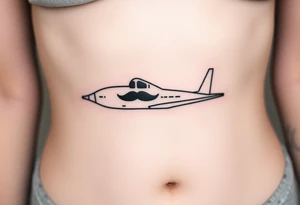 Small airplane who has moustache on his face tattoo idea
