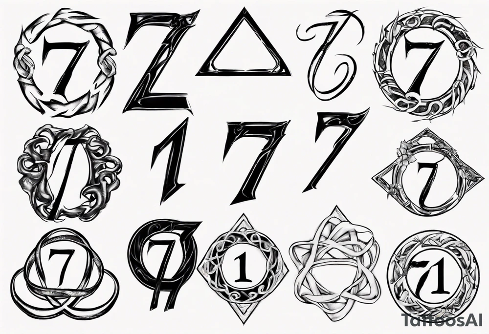 Tattoo involving the number 7, 11 and INFINITE SYMBOL tattoo idea