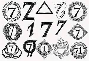 Tattoo involving the number 7, 11 and INFINITE SYMBOL tattoo idea