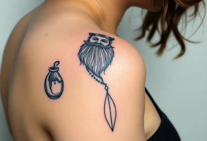 The sign of the aquarian version human man almost resembling a god, with a large beard, with a jar on his shoulder with water coming out of it tattoo idea