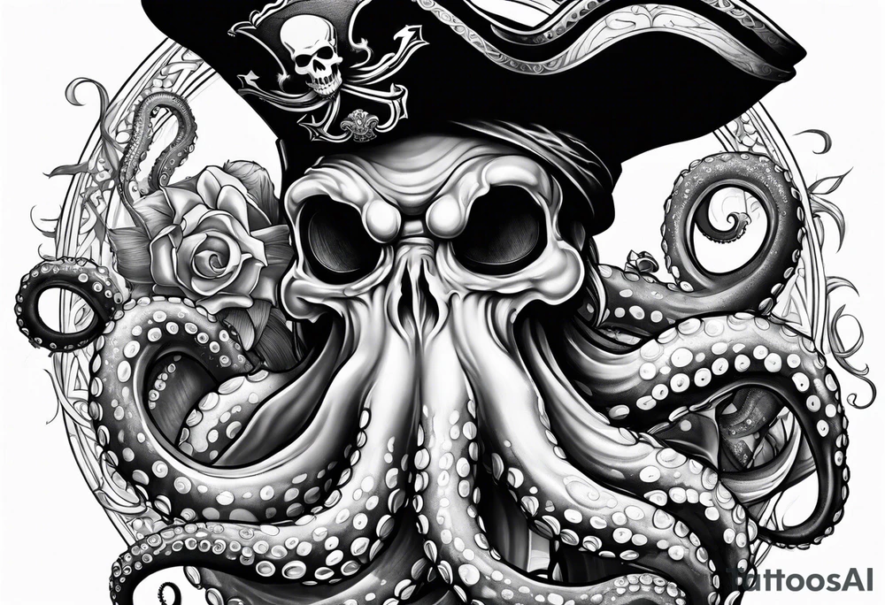 octopus wearing a pirate hat tattoo idea