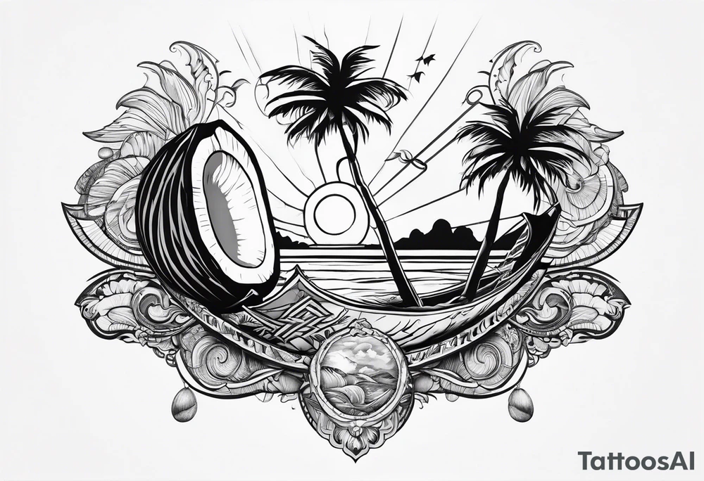 coconut split open tattoo idea