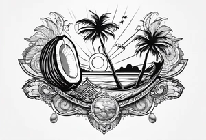 coconut split open tattoo idea