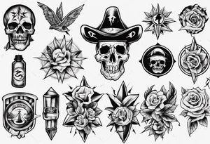 Different tattoos in traditional tattoo style tattoo idea