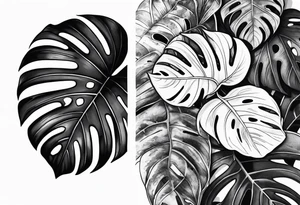 Monstera with snake hide in it tattoo idea