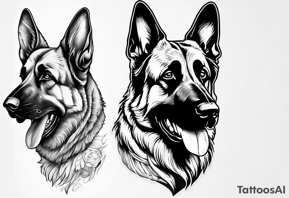 Goofy German shepherd profile tattoo idea