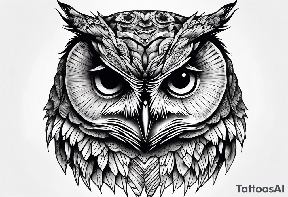 An owl with Dead head moth wings tattoo idea