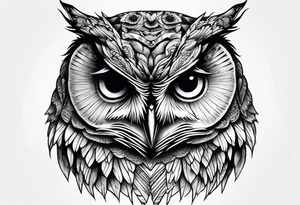 An owl with Dead head moth wings tattoo idea
