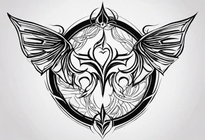 a incubus insignia tattoo. the tattoo needs to have a heart in the center. i want the whole tattoo to be liney and sharp. tattoo idea