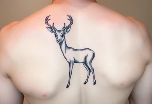 Simplistic shin tattoo of deer. I want the tattoo to emphasize the innocence, calmness, attentiveness, and beauty of the deer tattoo idea