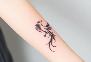 Fine line Phoenix bird tattoo idea