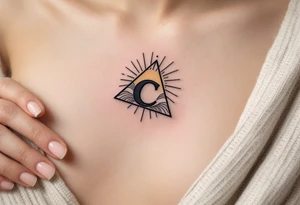 lily letter c and a rising sun triangle tattoo idea