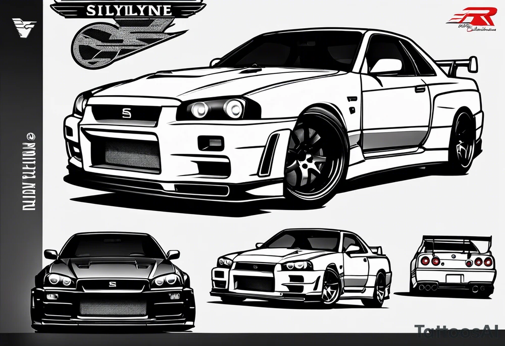 Nissan skyline GT-R R34 tattoo idea