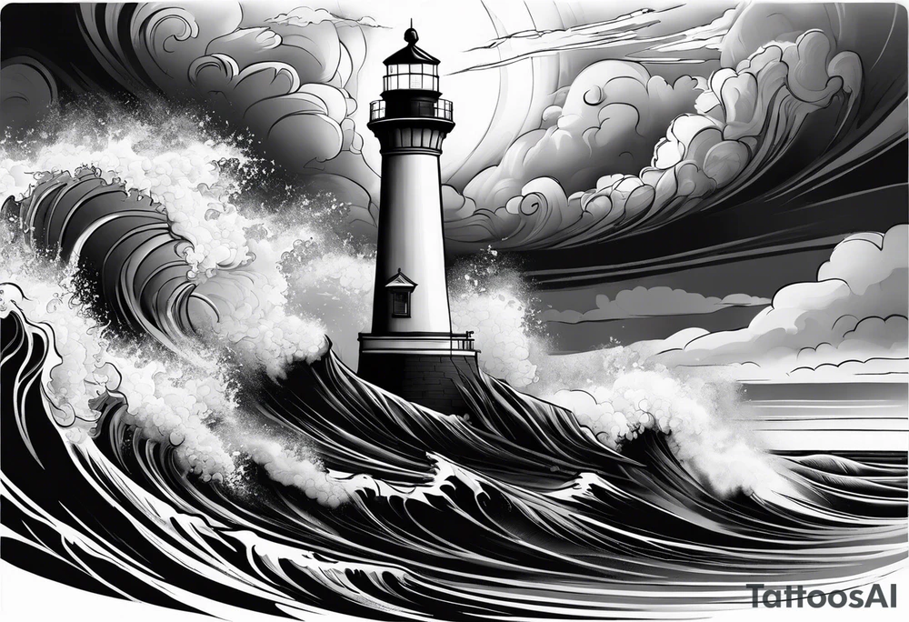lighthouse in a storm tattoo idea