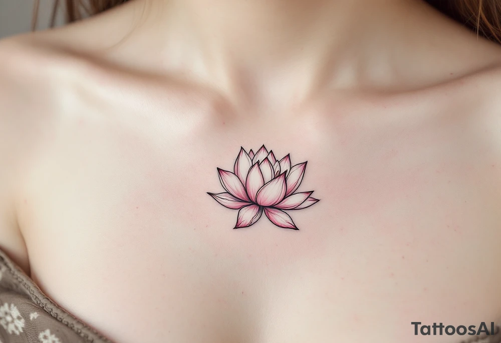 A thin black circle enclosing a delicate lotus flower in soft pink and white. tattoo idea