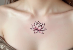 A thin black circle enclosing a delicate lotus flower in soft pink and white. tattoo idea