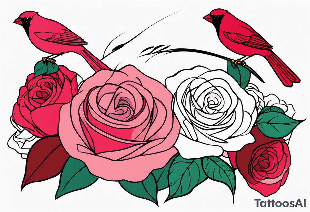 breast cancer ribbon memorial forearm tattoo incorporating roses and a cardinal into the tattoo tattoo idea