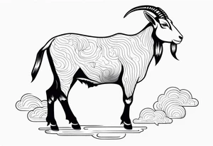 full body goat with clouds in japanese style tattoo idea