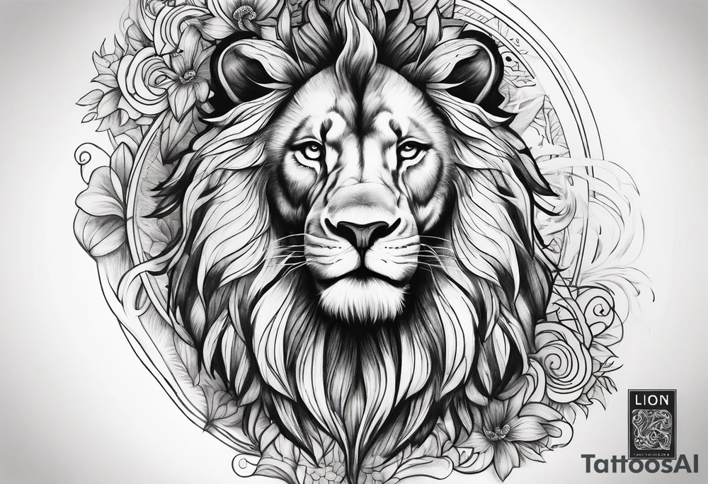 Lion involving Hawaiian water symbol tattoo idea
