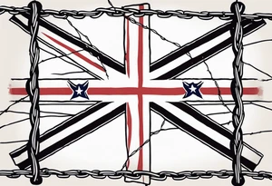 Rebel flag caught between 2 bands of barbed wire tattoo idea