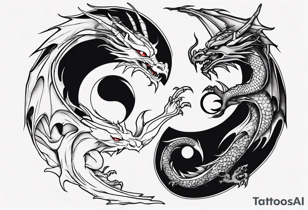 Dragons Creating Yin Yang tattoo idea
