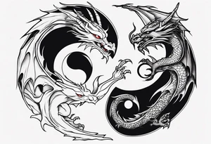 Dragons Creating Yin Yang tattoo idea